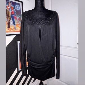 Bebe - Long Sleeve Open Front Long Sleeve Dress - Women’s Size Medium